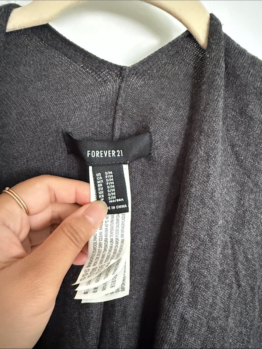 Forever 21 charcoal grey poncho sweater size S/M - Picture 3 of 4